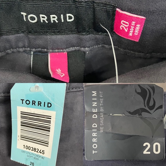 Torrid Denim Gray Utility Crop Pant with Metallic Bar on Sides Size 20 New - Picture 5 of 6